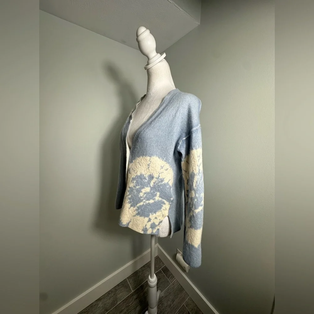 AllSaints Marea‎ Tie Dye Merino Wool Cardigan in Blue Women's  Luxury Sz Medium - Picture 7 of 17